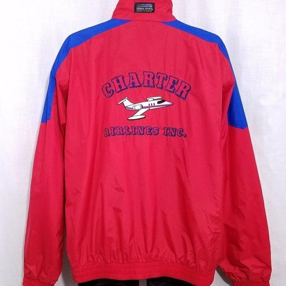 Jimmy Walker Charter Planes Jacket Vintage 90s Windbreaker Jet Flying Mens XL